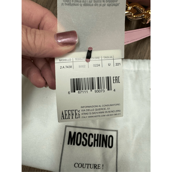 Moschino NWT Heart Lock Leather Shoulder Bag in Pink - Picture 3 of 10